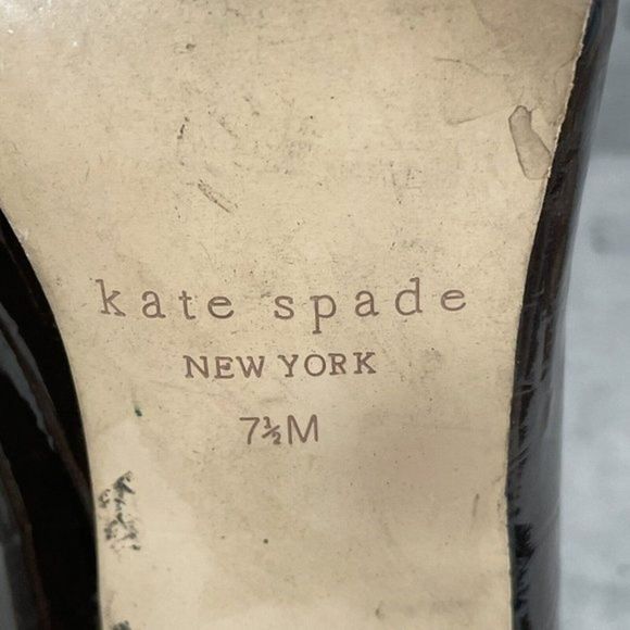 Kate Spade Womens Patent Leather‎ Pumps Heels Sz 7.5M Brown Round Toe Shoes - Picture 9 of 10
